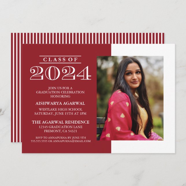 CLASSIC BOLD CLASS OF 2024 GRADUATION INVITATION (Front/Back)