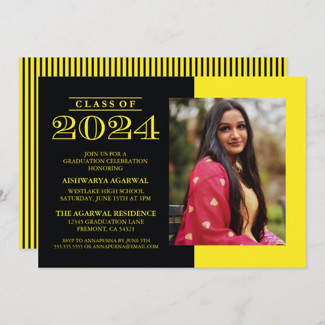 CLASSIC BOLD CLASS OF 2024 GRADUATION INVITATION (Front/Back)