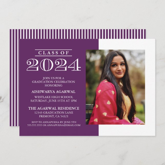 CLASSIC BOLD CLASS OF 2024 GRADUATION INVITATION (Front/Back)