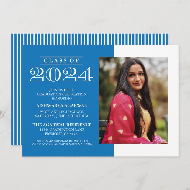 CLASSIC BOLD CLASS OF 2024 GRADUATION INVITATION (Front/Back)