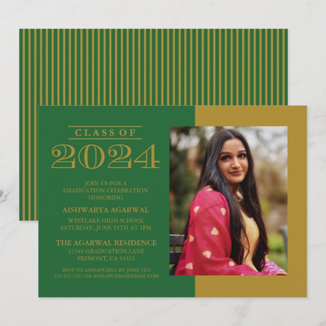 CLASSIC BOLD CLASS OF 2024 GRADUATION INVITATION (Front/Back)