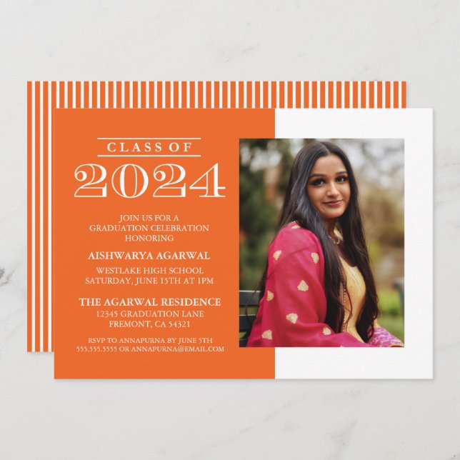 CLASSIC BOLD CLASS OF 2024 GRADUATION INVITATION (Front/Back)