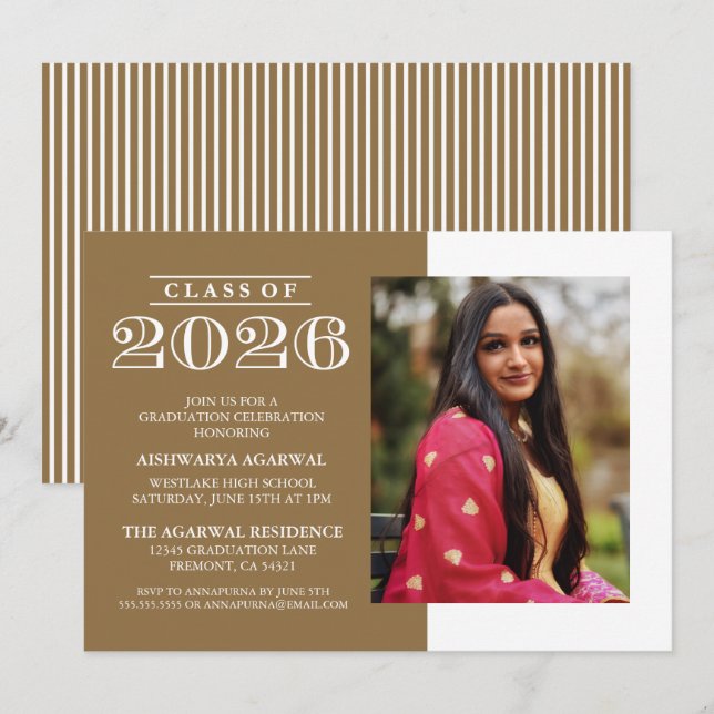 CLASSIC BOLD CLASS OF 2026 GRADUATION INVITATION (Front/Back)