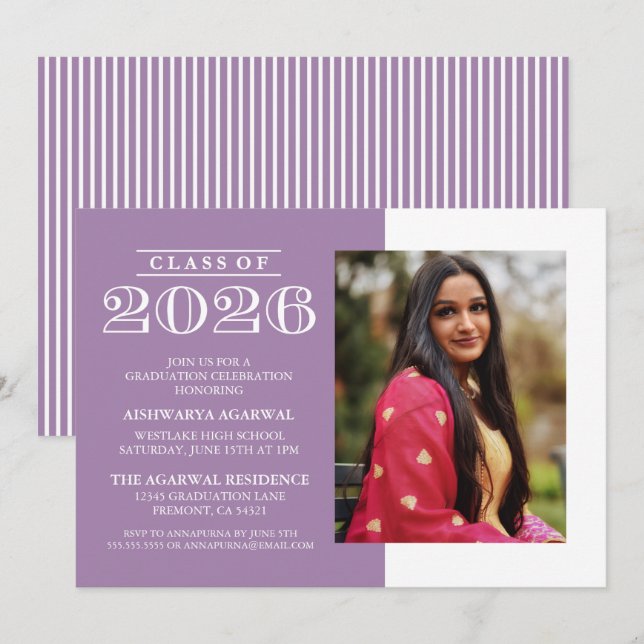 CLASSIC BOLD CLASS OF 2026 GRADUATION INVITATION (Front/Back)