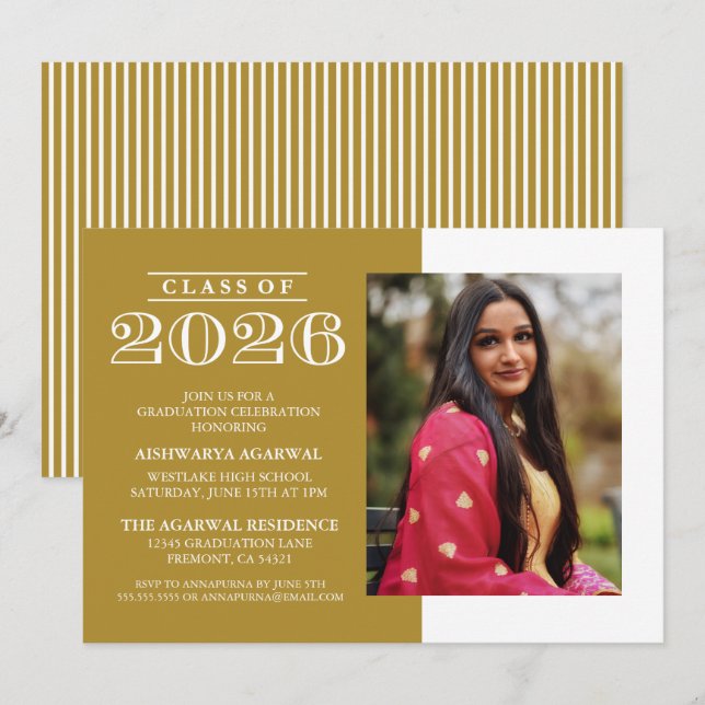 CLASSIC BOLD CLASS OF 2026 GRADUATION INVITATION (Front/Back)