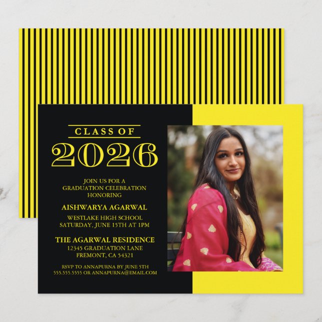 CLASSIC BOLD CLASS OF 2026 GRADUATION INVITATION (Front/Back)