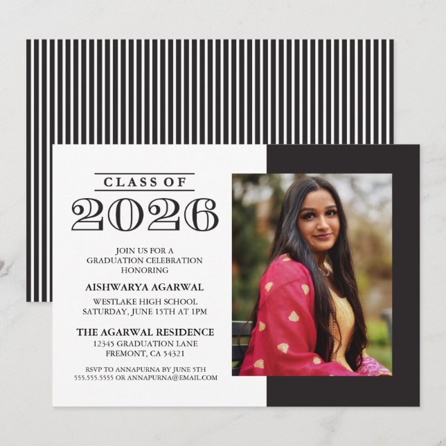 CLASSIC BOLD CLASS OF 2026 GRADUATION INVITATION (Front/Back)