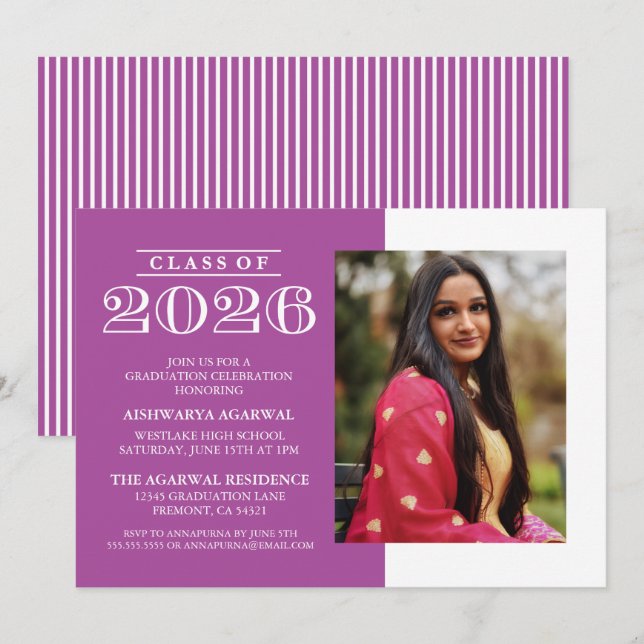 CLASSIC BOLD CLASS OF 2026 GRADUATION INVITATION (Front/Back)