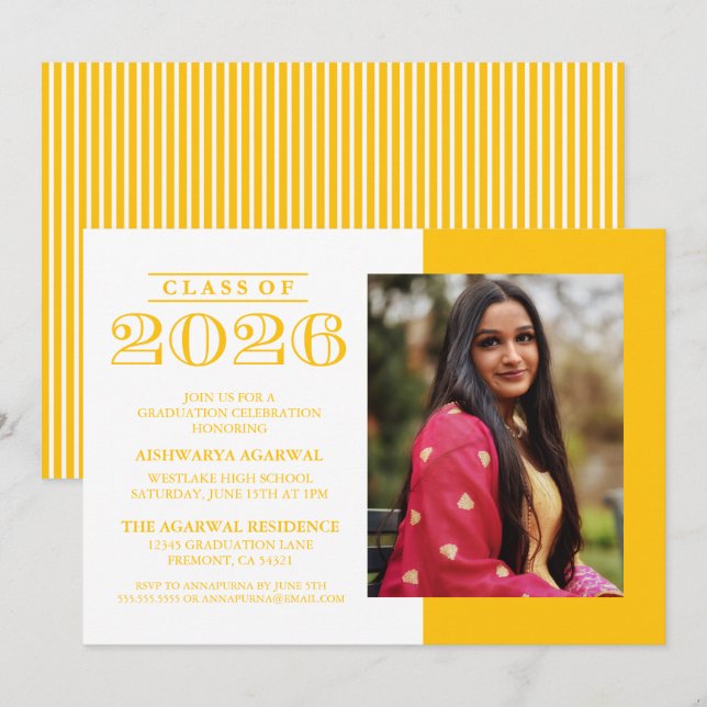 CLASSIC BOLD CLASS OF 2026 GRADUATION INVITATION (Front/Back)