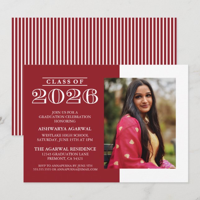 CLASSIC BOLD CLASS OF 2026 GRADUATION INVITATION (Front/Back)