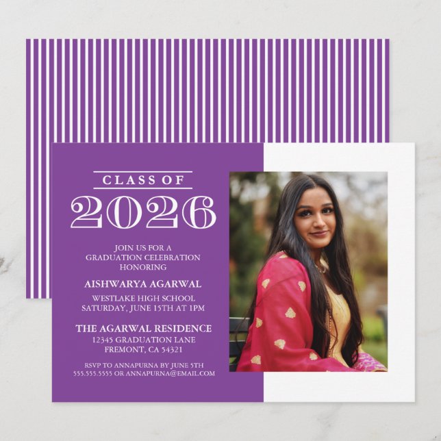 CLASSIC BOLD CLASS OF 2026 GRADUATION INVITATION (Front/Back)