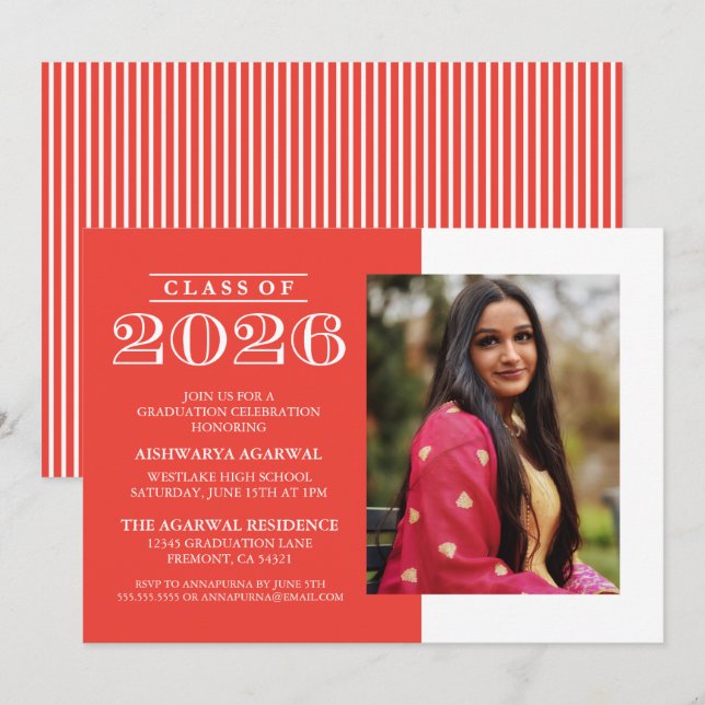 CLASSIC BOLD CLASS OF 2026 GRADUATION INVITATION (Front/Back)