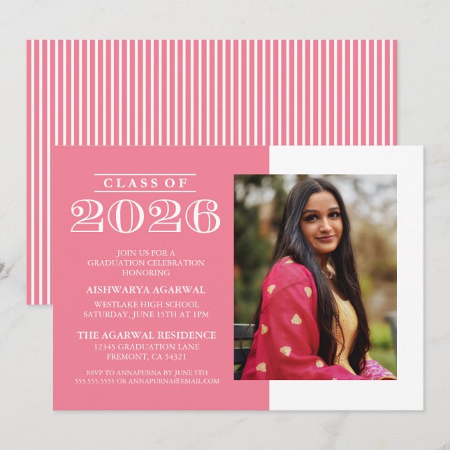 CLASSIC BOLD CLASS OF 2026 GRADUATION INVITATION (Front/Back)