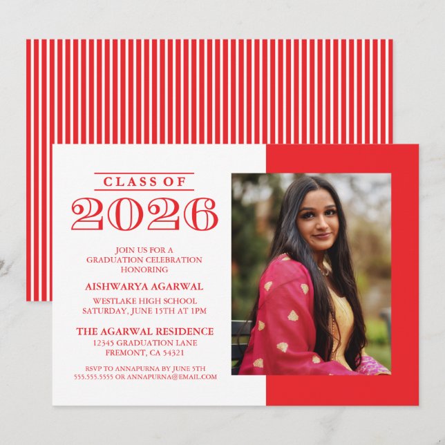 CLASSIC BOLD CLASS OF 2026 GRADUATION INVITATION (Front/Back)