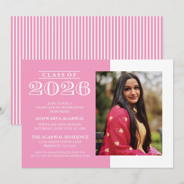 CLASSIC BOLD CLASS OF 2026 GRADUATION INVITATION (Front/Back)