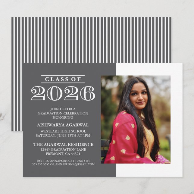 CLASSIC BOLD CLASS OF 2026 GRADUATION INVITATION (Front/Back)