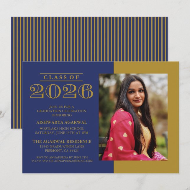 CLASSIC BOLD CLASS OF 2026 GRADUATION INVITATION (Front/Back)