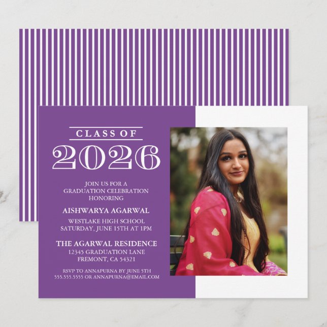 CLASSIC BOLD CLASS OF 2026 GRADUATION INVITATION (Front/Back)