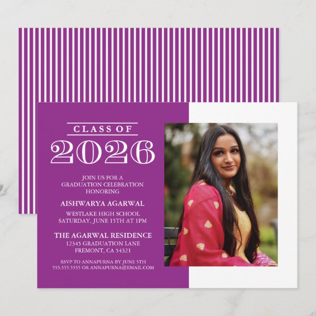 CLASSIC BOLD CLASS OF 2026 GRADUATION INVITATION (Front/Back)