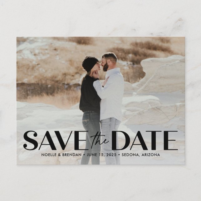 Classic Bold Editable Colour Save The Date Postcar Postcard (Front)