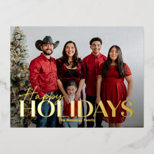 Classic Bold Foil Happy Holidays Postcard