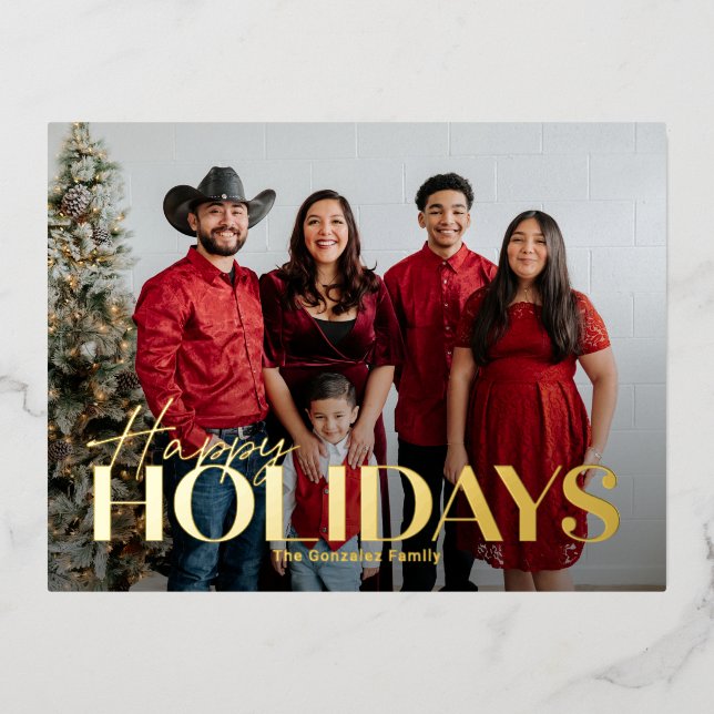Classic Bold Foil Happy Holidays Postcard (Front)