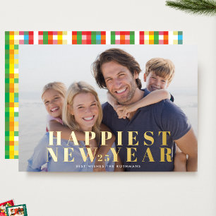Classic Bold Gold Typography HAPPIEST NEW YEAR Foil Holiday Card