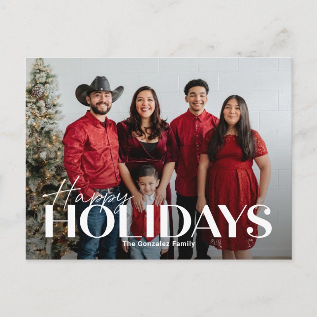 Classic Bold Happy Holidays Postcard (Front)