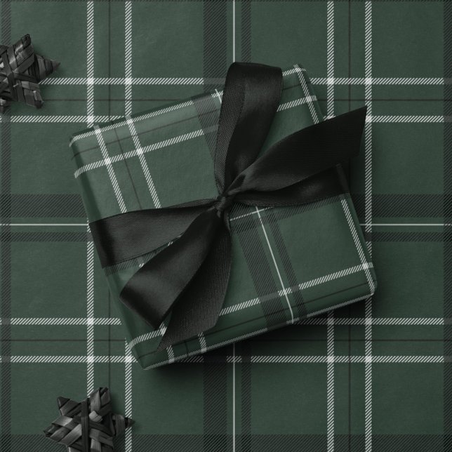 Classic bold holiday plaid hunter green wrapping paper (Creator Uploaded)