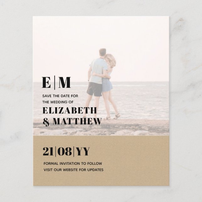 Classic BOLD PHOTO OVERLAY Save the Dates BUDGET Flyer (Front)