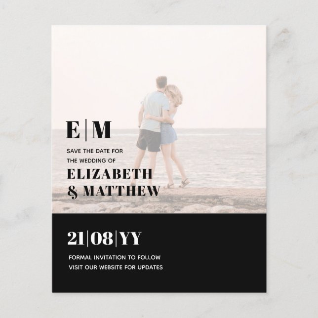Classic BOLD PHOTO OVERLAY Save the Dates BUDGET Flyer (Front)