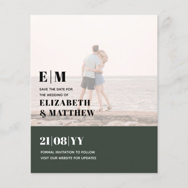Classic BOLD PHOTO OVERLAY Save the Dates BUDGET Flyer (Front)