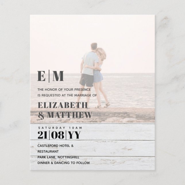 Classic BOLD PHOTO OVERLAY Wedding Invite BUDGET Flyer (Front)