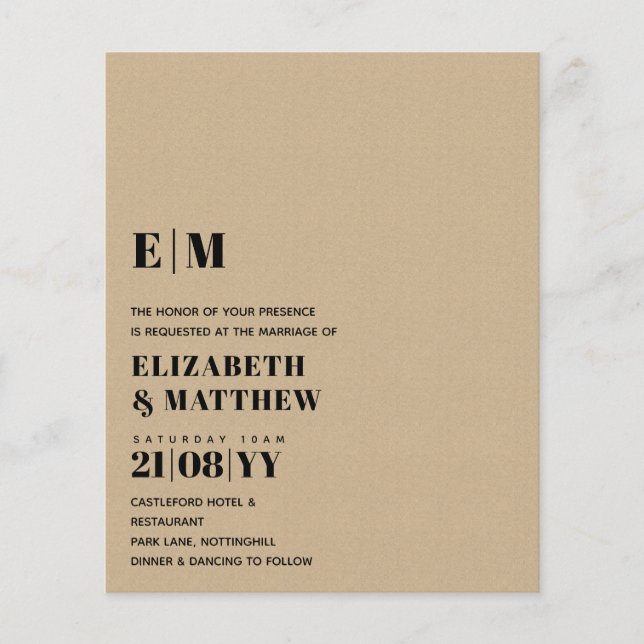 Classic BOLD Text Only Wedding Invitation Simple Flyer (Front)