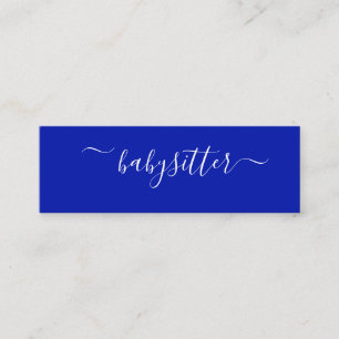 Classic Bold Zaffre Navy Blue Nanny  Babysitting Mini Business Card