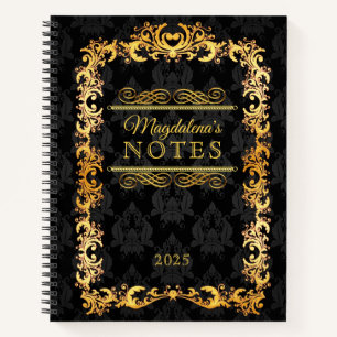 Classic Book Cover Gold Ornament Black Damask