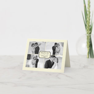 Classic Book Plate 4 Multi Photo Elegant Wedding Thank You Card