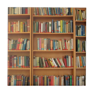 Classic book shelf pattern, bookcase,books,old ceramic tile