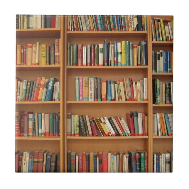 Classic book shelf pattern, bookcase,books,old ceramic tile (Front)