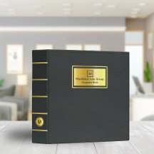 Classic Book Style Black Leather with Gold