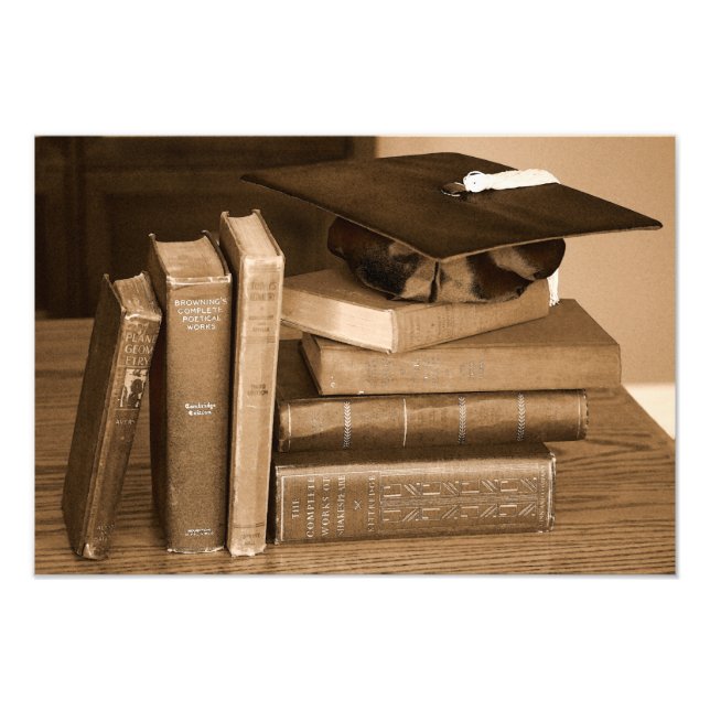Classic Books with Mortar Board Photo Print (Front)