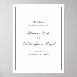 Classic Border Black and White Timeless Wedding Poster