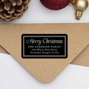 Classic Border Black Christmas Return Address Label