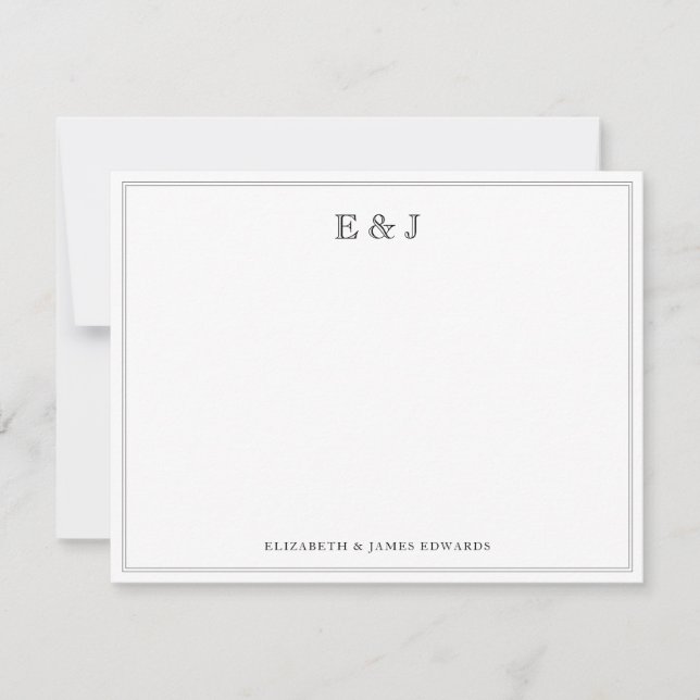 Classic Border Elegant Vintage Couple Monogram Card (Front)