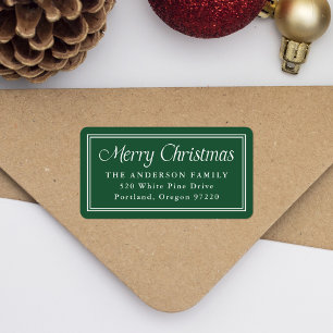Classic Border Green Christmas Return Address Label