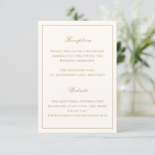 Classic Border Ivory and Gold Timeless Wedding Enclosure Card
