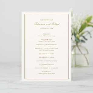 Classic Border Ivory and Gold Timeless Wedding Program