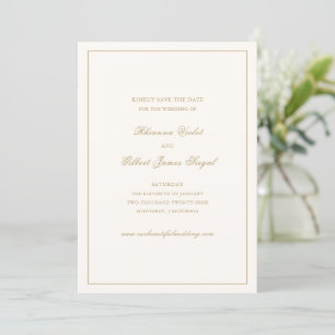 Classic Border Ivory and Gold Timeless Wedding Save The Date