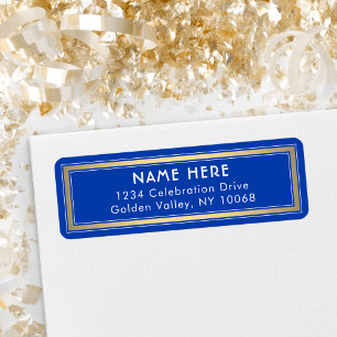 Classic Border Royal Blue and Gold Return Address Label