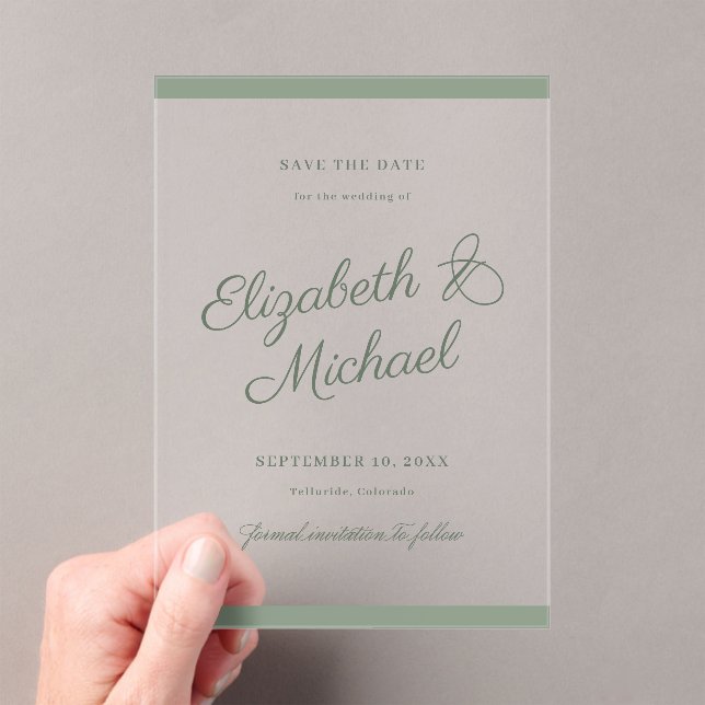 Classic Border Save the Date Flat Card Acrylic Invitations (Insitu (Handheld))